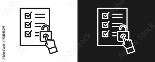 Access Control List Icon Set Outline In White And Black Background