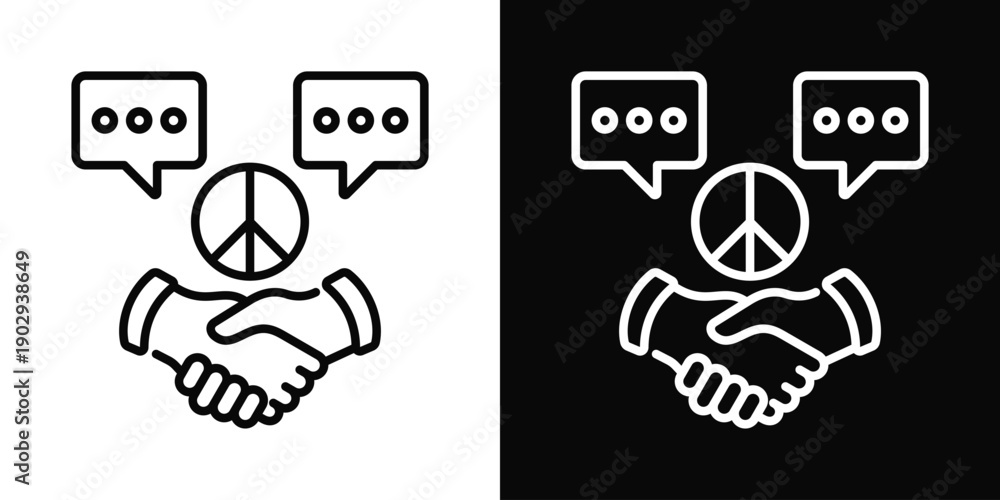 Fototapeta premium Conflict Resolution Icon White And Black Background Style