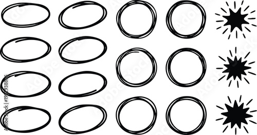 Black Circles and Stars Illustration Design.