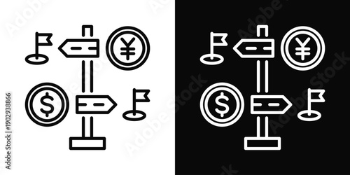 Trade Conflict Icon White And Black Background Style