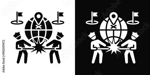 Alert System Icon White And Black Background Style