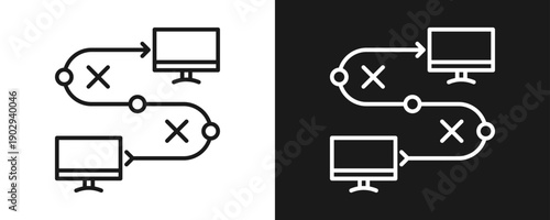 Traceability Icon Set Outline In White And Black Background