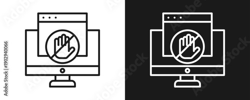 Web Block Icon Set Outline In White And Black Background