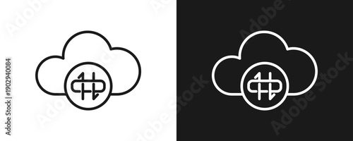 Nat Icon Set Outline In White And Black Background