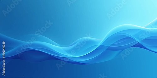 A soft abstract blue wave background features a flowing vector design with curved lines and light patterns, creating a motion-filled water illustration perfect for web or business wallpaper