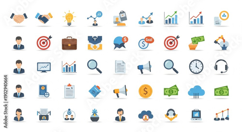 Collection of business and finance icons for presentations and websites.