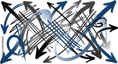 Black and Blue Arrows Pointing Directions.