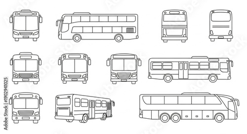 Collection of bus outlines from multiple angles.