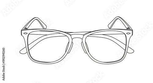 Classic Eyeglasses Line Drawing.
