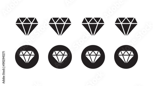 Minimalist Diamond Icons A Set of Geometric Gemstone Symbols
