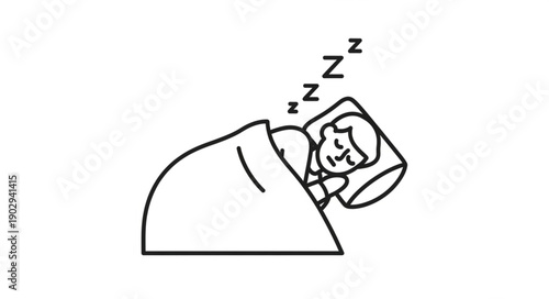 Person sleeping peacefully in bed under a blanket with Zzz symbols.