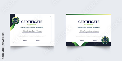 Set of Certificate template with modern corporate design concept. Certificate of achievement for award, business recognition, diploma, online courses and much more