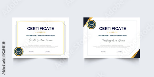 Set of Certificate template with modern corporate design concept. Certificate of achievement for award, business recognition, diploma, online courses and much more