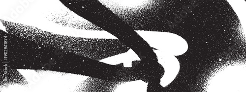 Abstract black and white spray paint texture with dynamic lines and splatters.