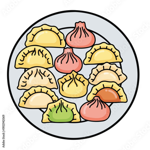 A plate of assorted dumplings
