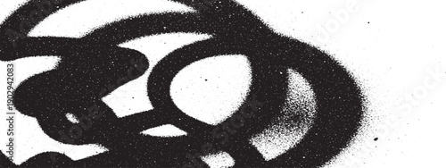 Abstract Black Spray Paint Graffiti Tag on White Background.