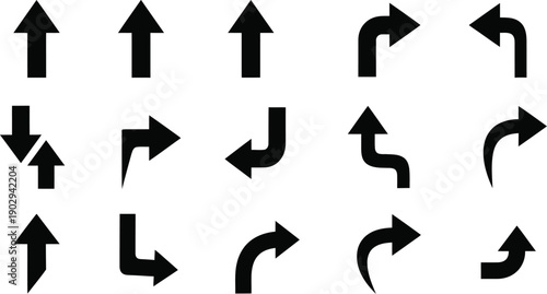 Collection of black arrows pointing in various directions