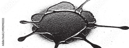 Abstract ink splash with tentacles on white background.