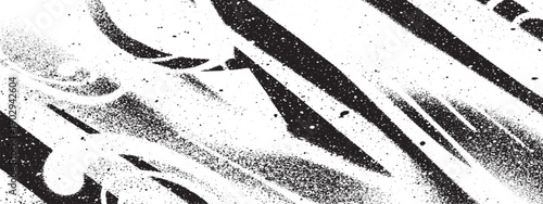 Dynamic Black and White Graffiti Art with Abstract Spray Paint Strokes.