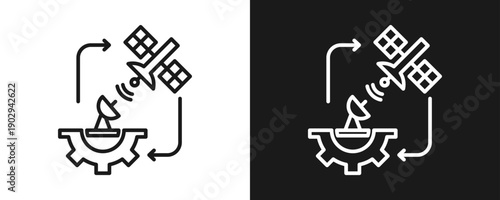 Transmission Icon Set Outline In White And Black Background