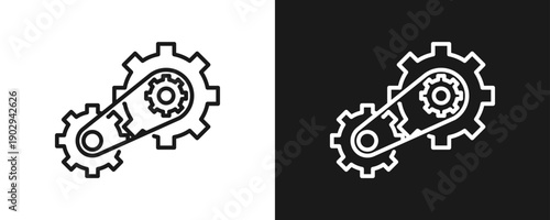 Machine Icon Set Outline In White And Black Background