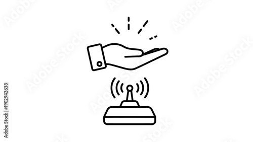 Wireless control and interaction icon depicting smart technology and remote signal communication