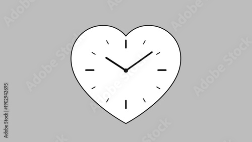 minimalist heart-shaped clock design symbolizing love and the passage of time on a neutral