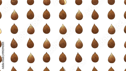 Seamless pattern of exotic brown salak fruit designs creating a unique tropical background texture