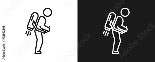 Jetpack Icon Set Outline In White And Black Background