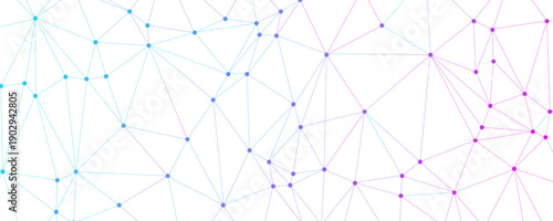 Neural Network Connecting Lines and Dots Isolated on White Background. Geometric Abstract Technology Banner