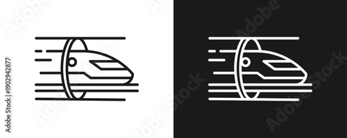 Hyperloop Icon Set Outline In White And Black Background