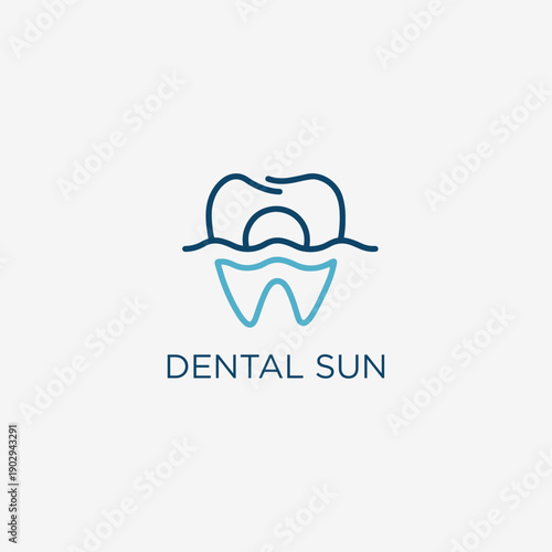Minimalist Dental Sun Logo with Tooth and Sunrise Icon