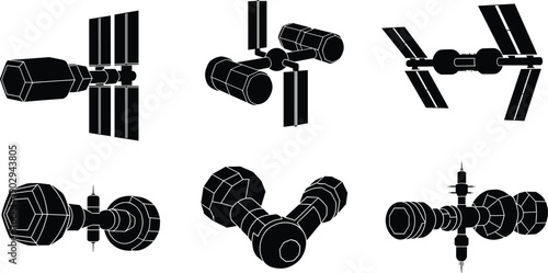 Black and white space station satellite spacecraft astronomy