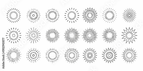 Collection of intricate circular floral and geometric line art designs