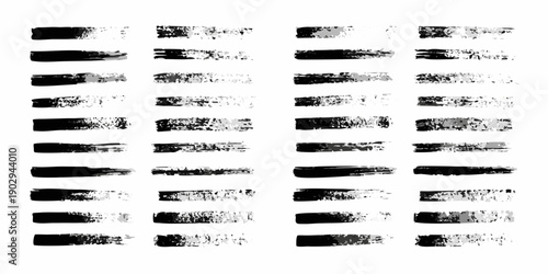 Abstract black brushstrokes arranged in a rectangular grid pattern