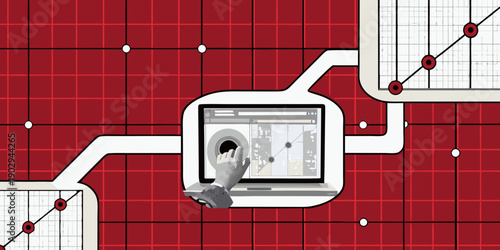 Digital interface with robotic arm interacting with a graphical display