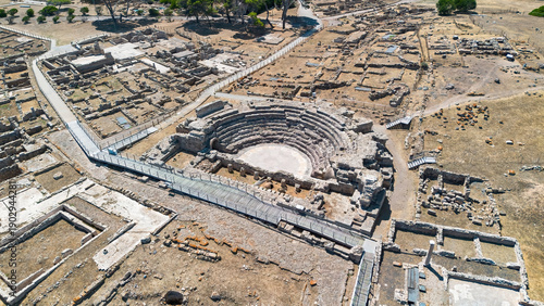 Fényképezés Aerial view of the roman theatre of Nora on Pula Cape in Southern Sardinia, Ital