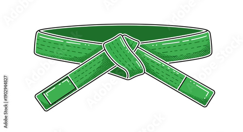 A detailed illustration of a green martial arts belt tied in a knot, symbolizing achievement and discipline in combat sports.