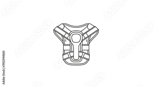 Detailed line art illustration of a therapeutic posture corrector back brace for medical support