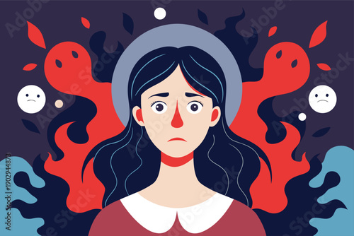 Woman overwhelmed by stress and anxiety with worried expression