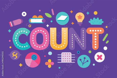 Vibrant count illustration with colorful icons and symbols