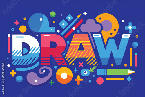 Vibrant illustration with colorful drawing and design elements