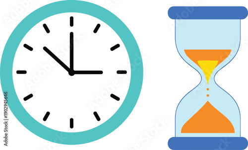 Analog Clock and Hourglass Time Measurement Icons sand timer