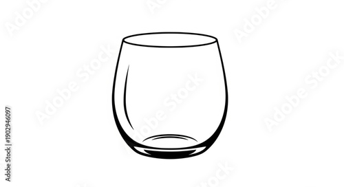 Clear glass tumbler on a white background.