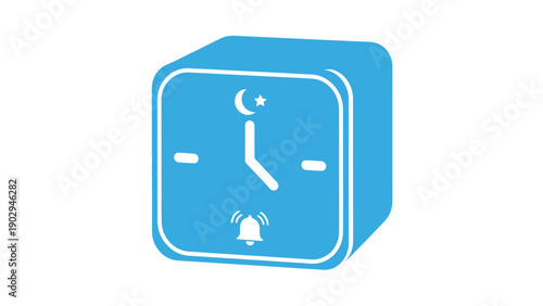 Islamic prayer time alarm clock icon with crescent moon and star for morning prayers