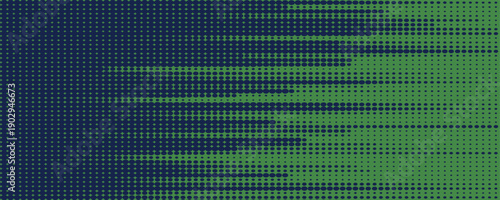 Abstract halftone background featuring green dots forming a smooth gradient pattern on a dark blue backdrop.