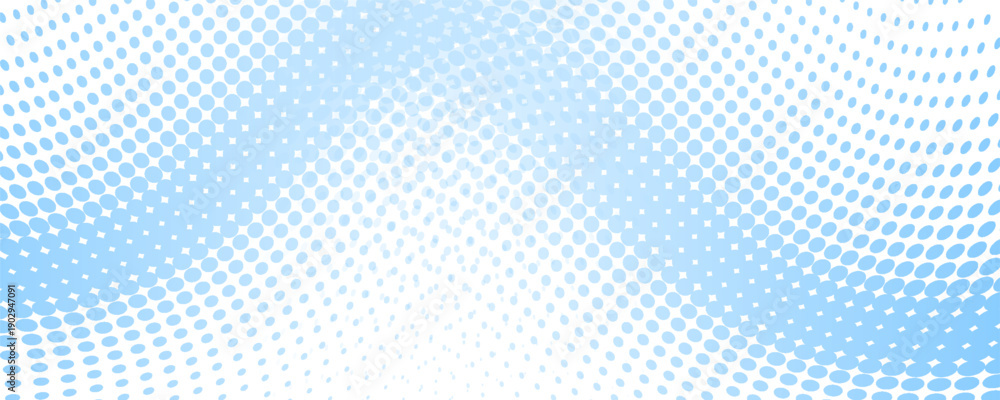 Fototapeta premium Abstract light blue halftone background with a smooth gradient of dots creating a sense of depth and perspective