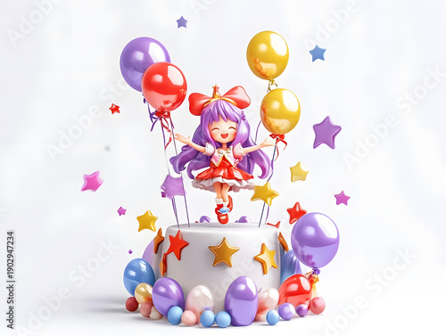 Balloons toy anniversary celebration on white background