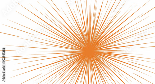 An abstract orange burst of light radiating outwards on a white background.