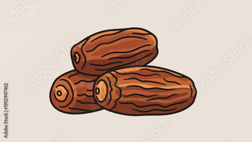 Delicious brown dates fruit illustration on a light background depicting healthy food choices